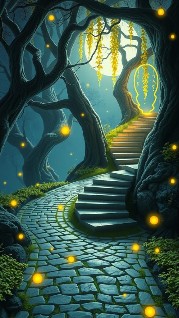 Moonlit Pathway Beckons to a Realm Beyond Imagination