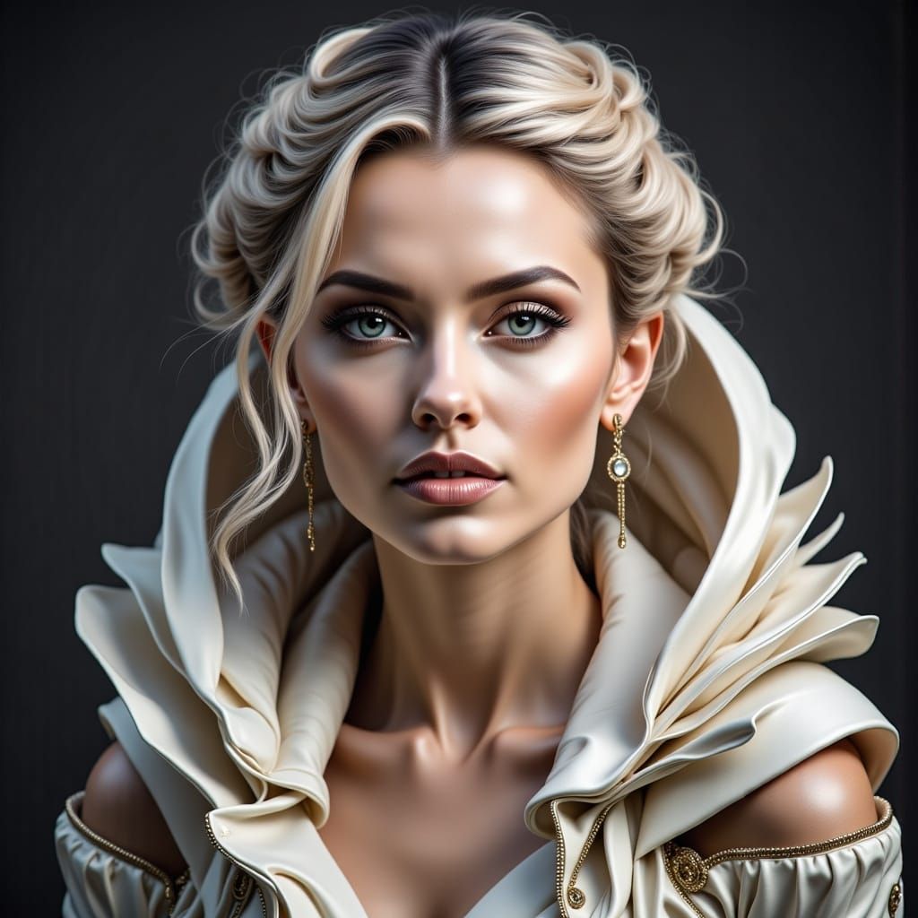 Beautiful Woman Portrait in Armored Fantasy Style