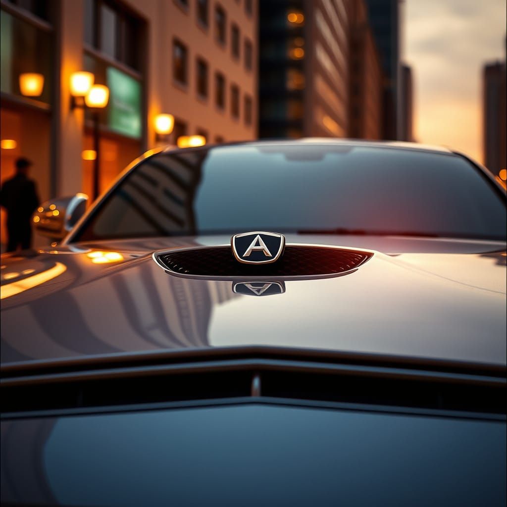 Luxury Car Icon Exudes Sophistication in Urban Oasis