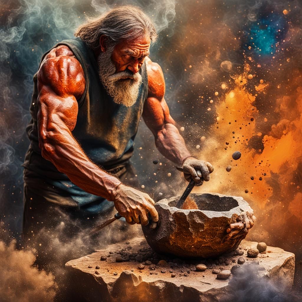 Caveman's Stone Blender in Abstract Expressionism Style