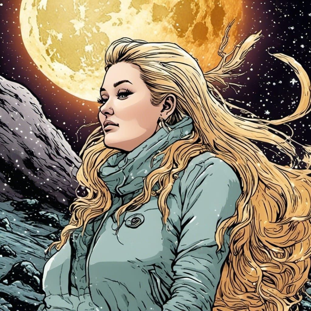 Lunar Portrait with Spacecraft, Comic Book Art