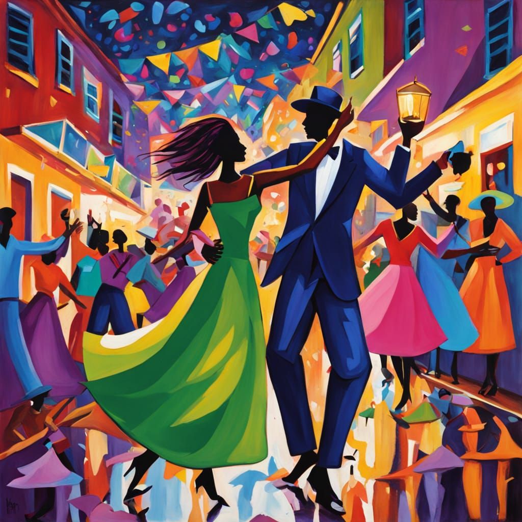 Vibrant Mardi Gras Celebration in Expressive Style