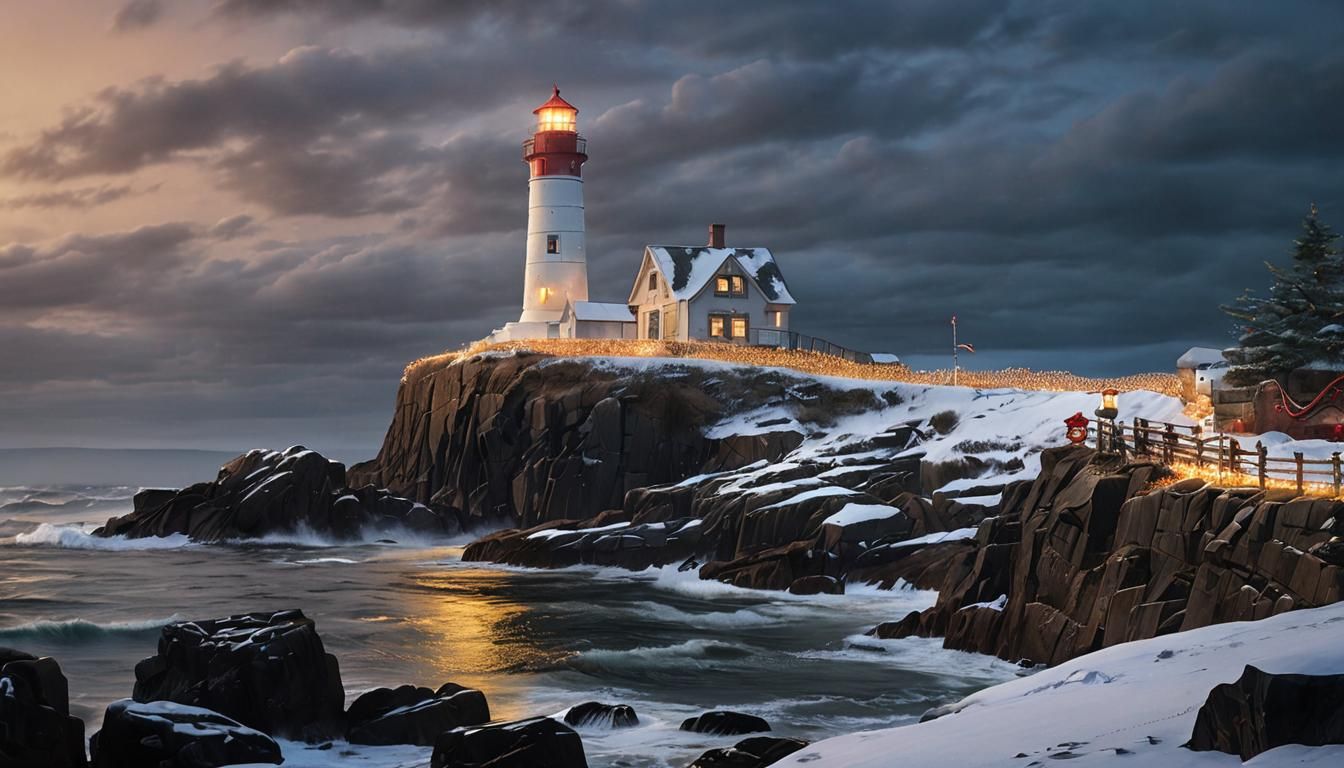 Festive Lighthouse Radiates Holiday Cheer