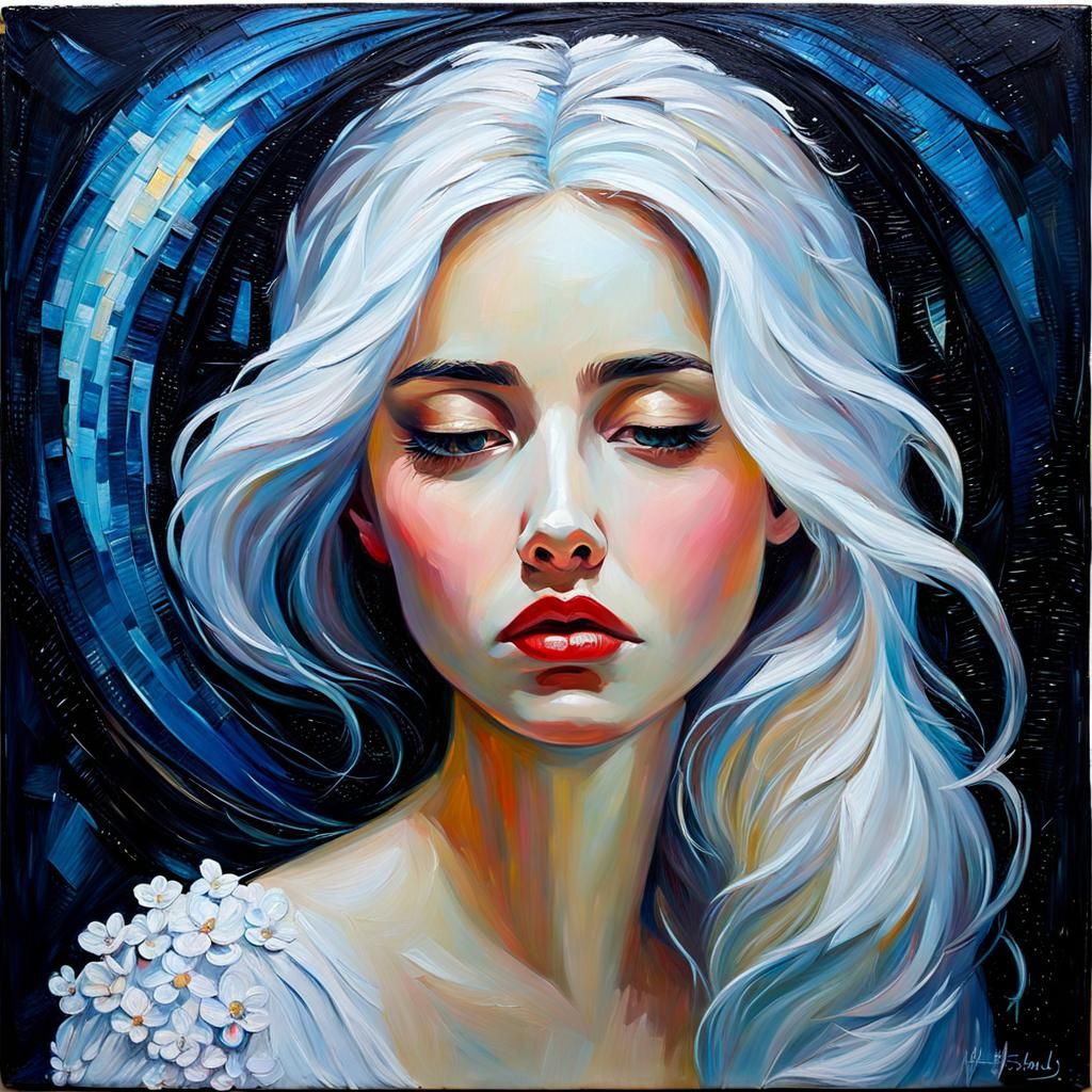 Melancholy Ethereal Portrait in Impasto Oil