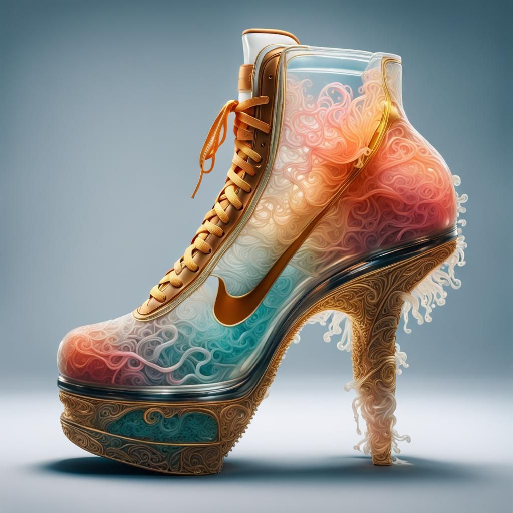 Jellyfish Nike High Heel Sneaker in Solarpunk Style