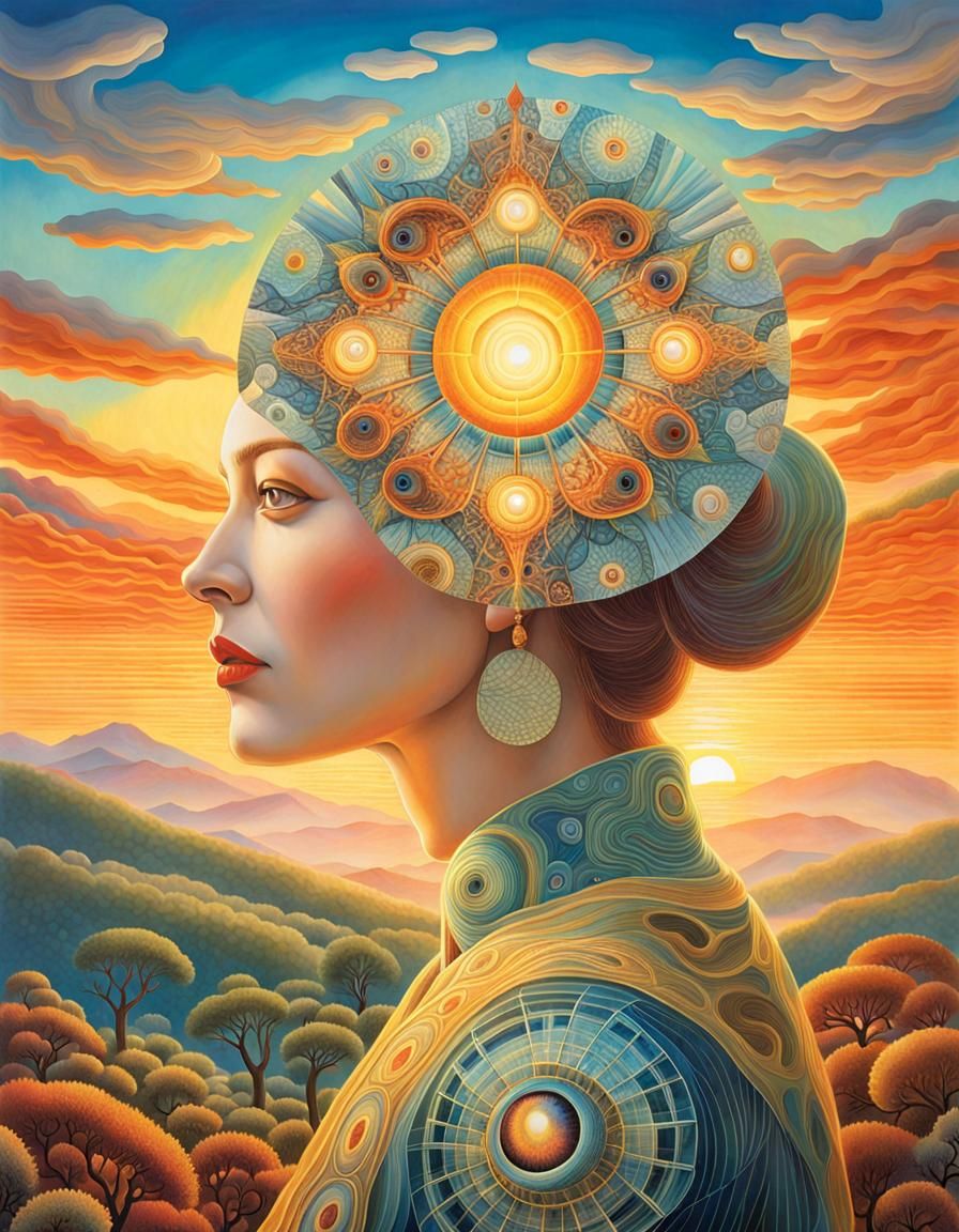 Newborn's First Breath in Warped Sunset Perspective