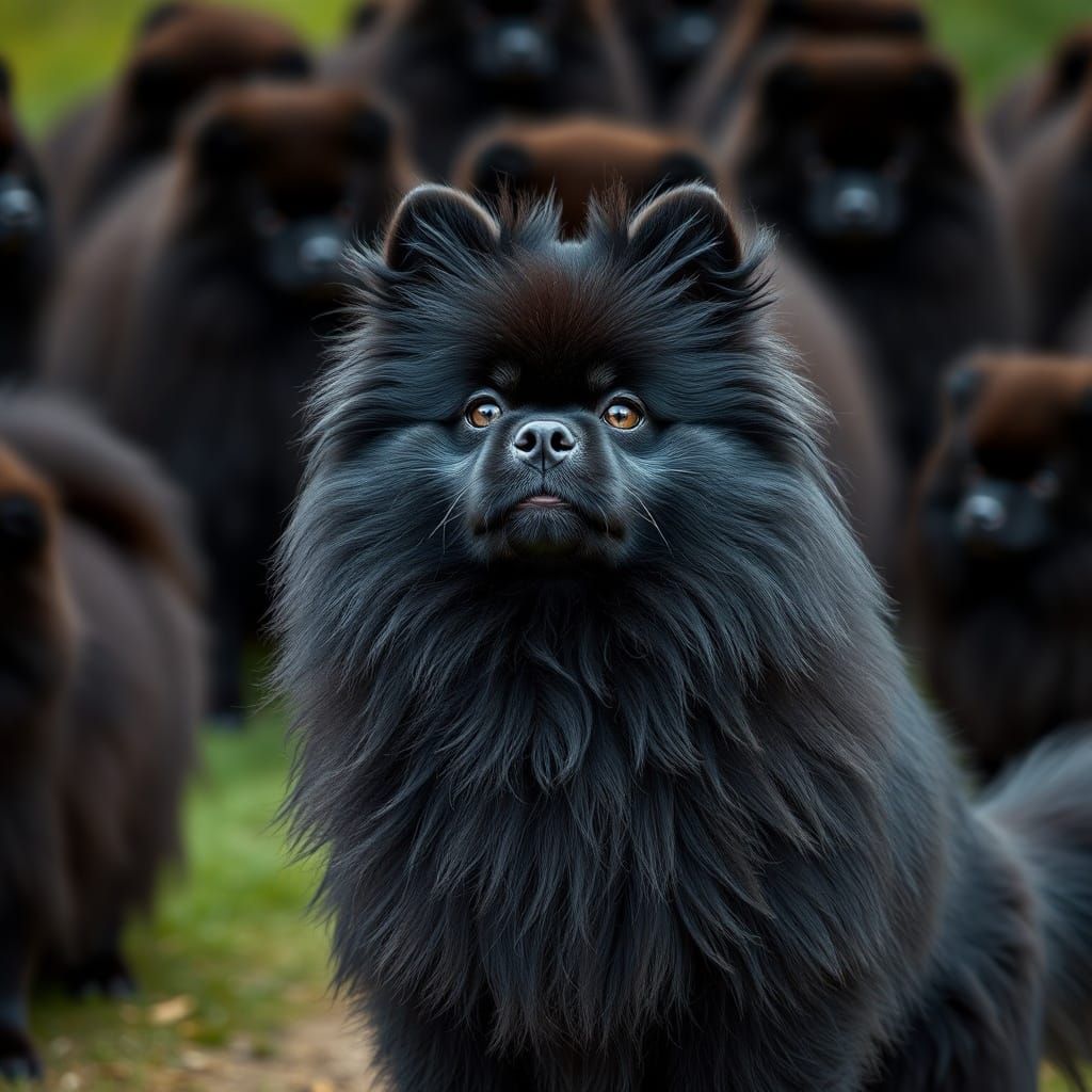 Black Pomeranian in a Sea of Chihuahuas