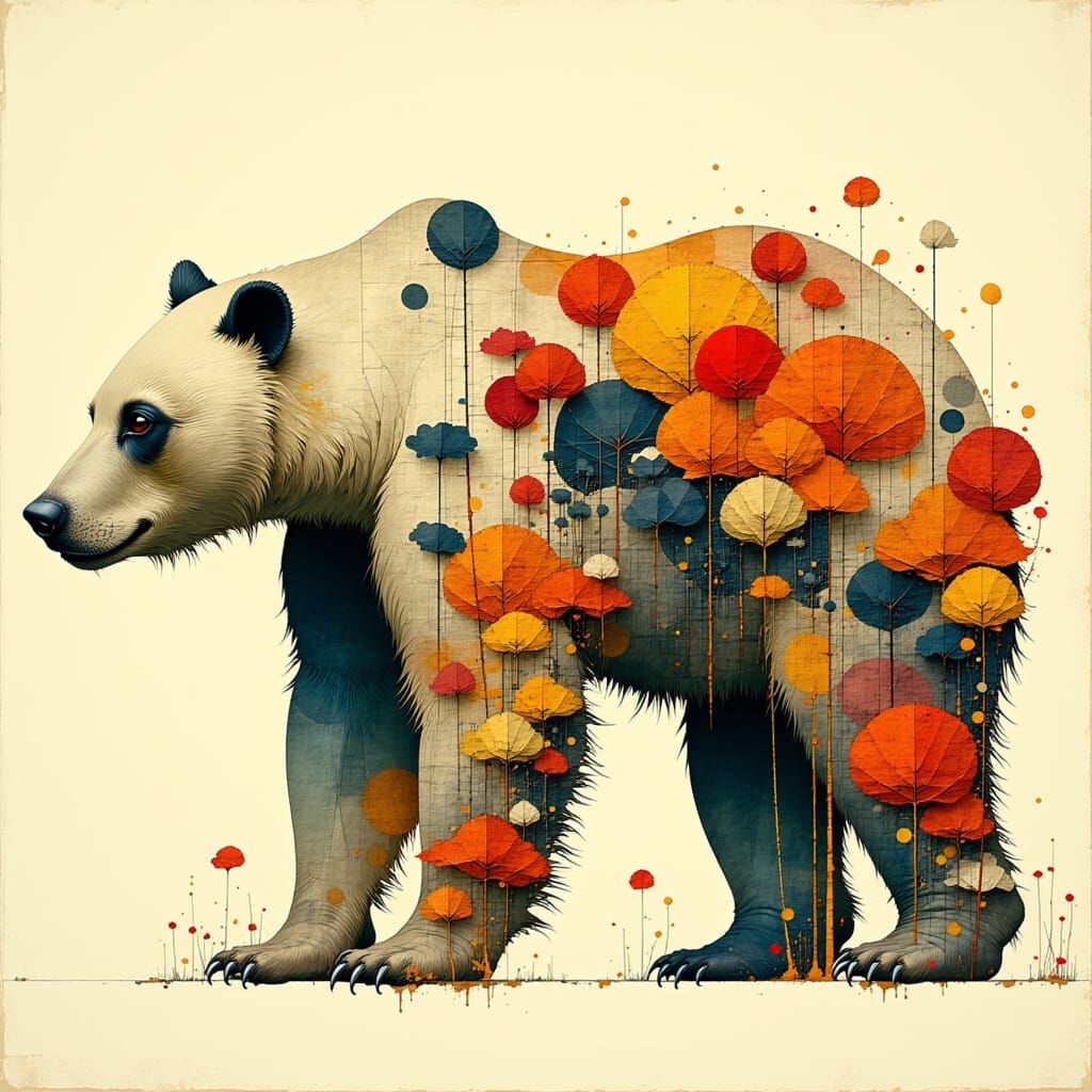 Stylized Bear in Earthy, Organic Illustration Style