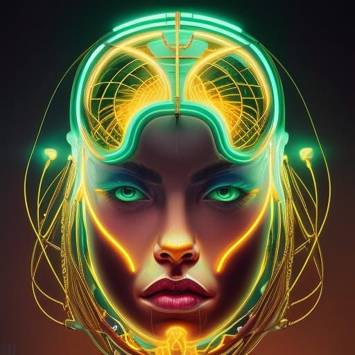 Electric Neon Skull Portrait in 80s Retro Style