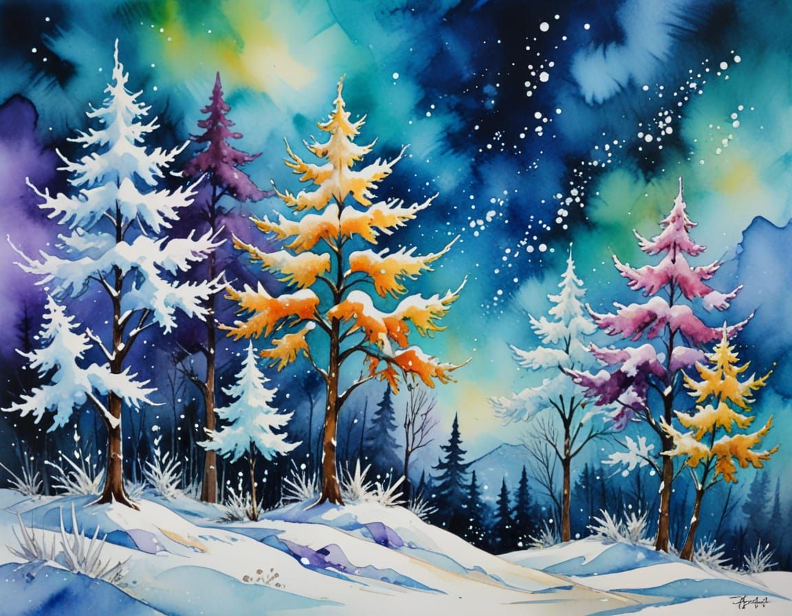 Winter Wonderland in Vibrant Impasto Art