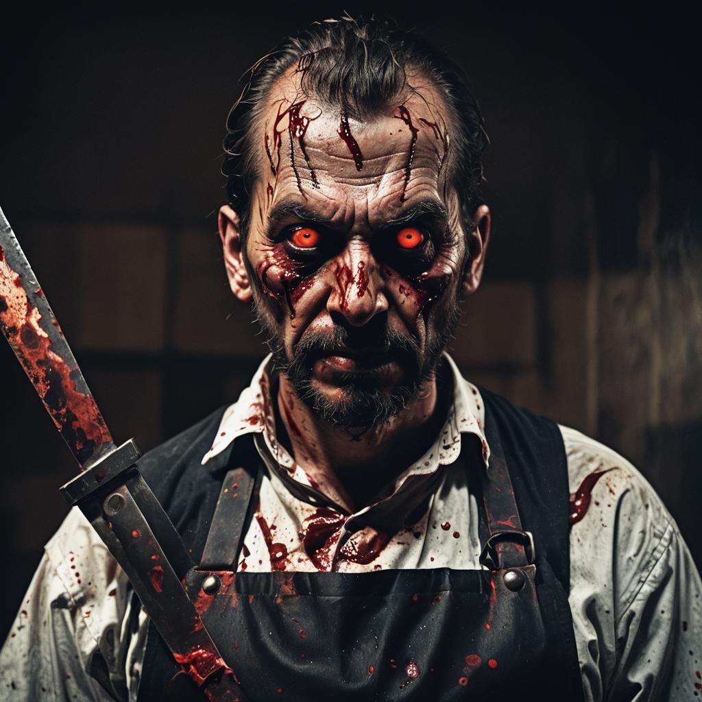 Sinister Killer with Glowing Red Eyes