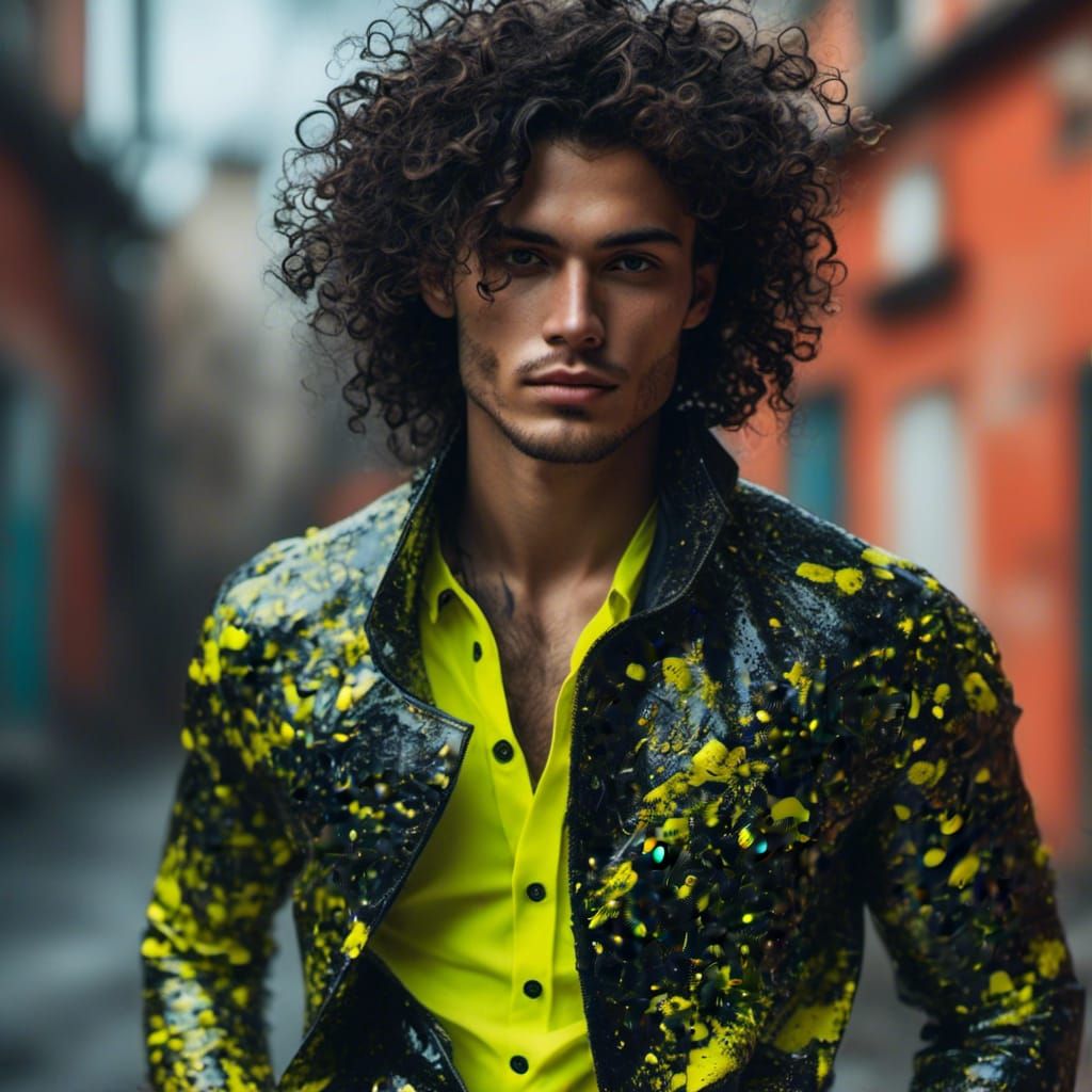 Man in Neon Suit: Hyperrealistic Cinematic Photography