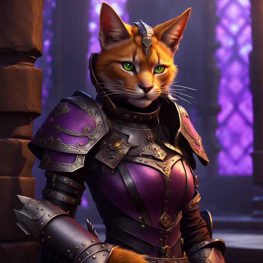 Female Tabaxi Rogue in Dark Fantasy Style