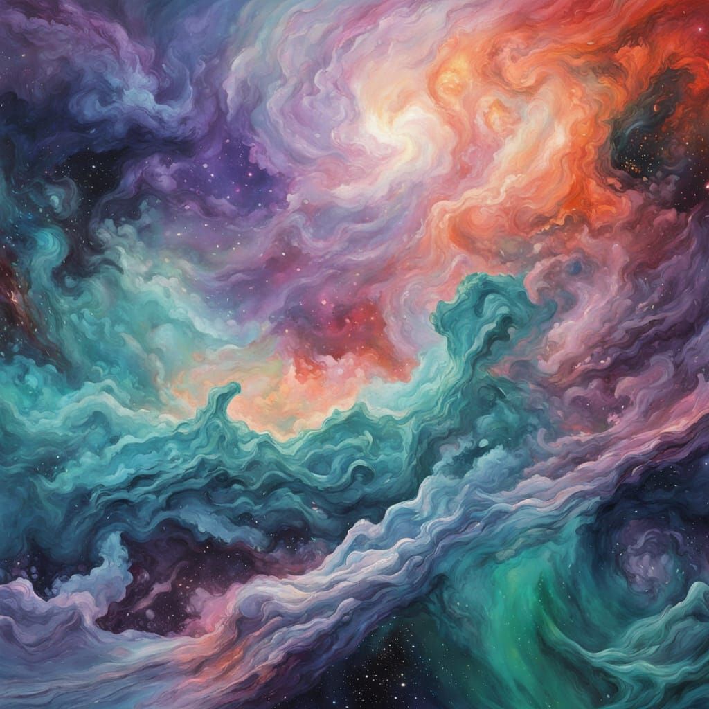 Martian Icy Oasis: Impressionist Gouache Landscape