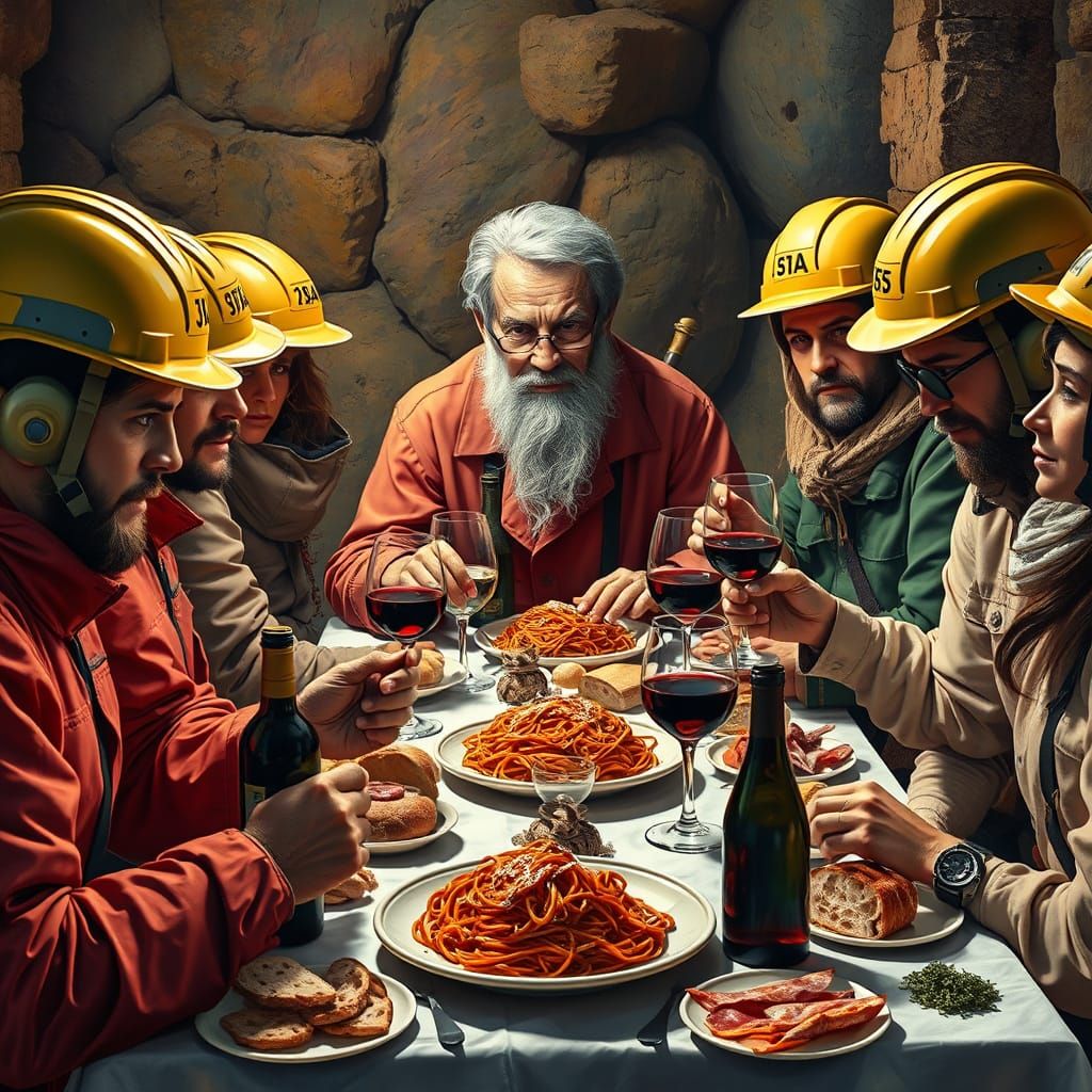 Italian Geologists Feast in Hyperrealistic Style