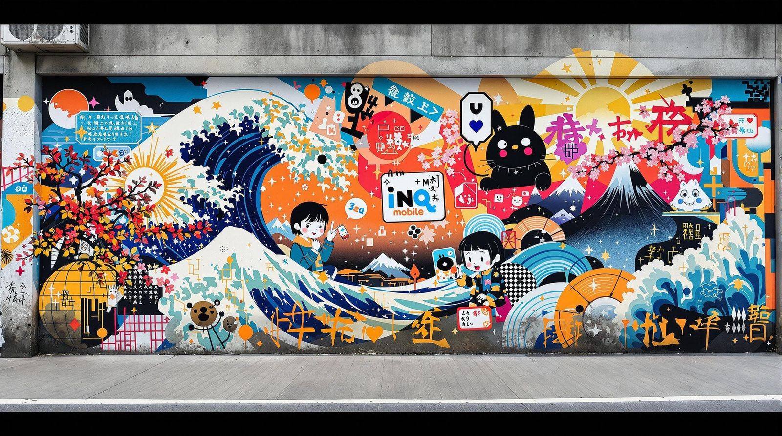 Graffiti Mural: INQ Mobile Meets Japanese Art