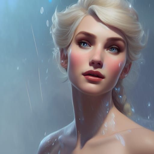 Elsa Portrait in Hyperdetailed Splash Art Style