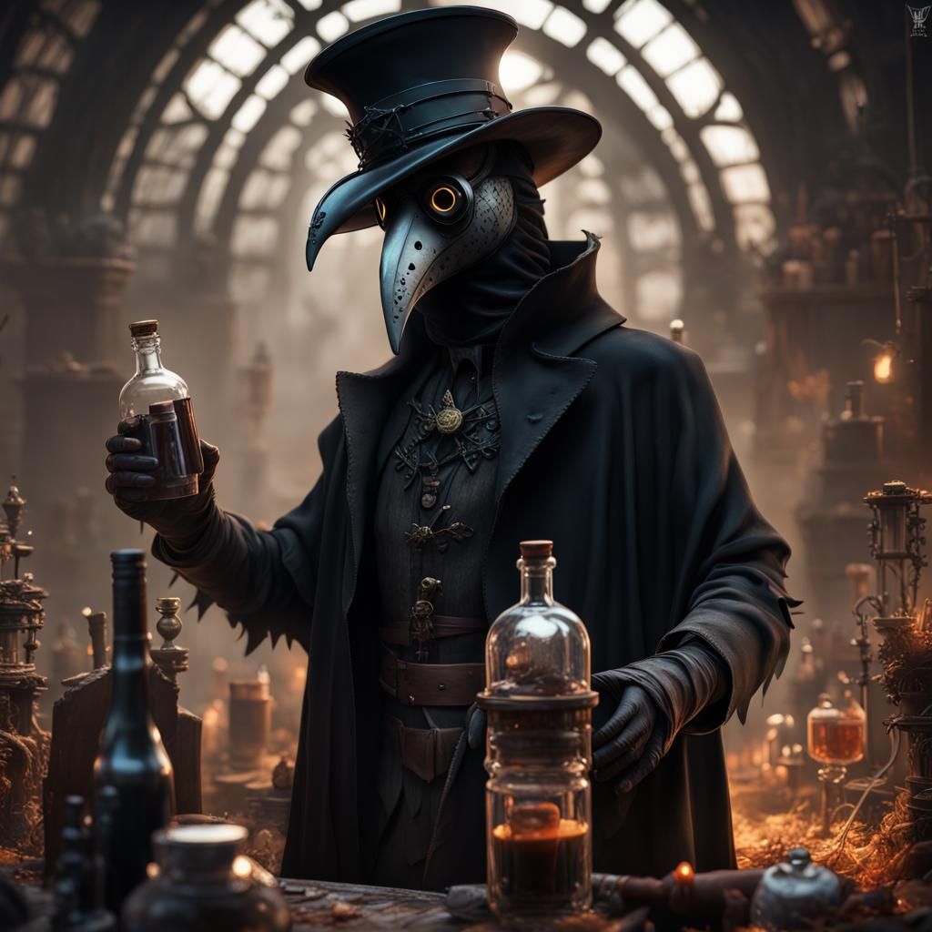 Detailed Plague Doctor in Dark Fantasy Art