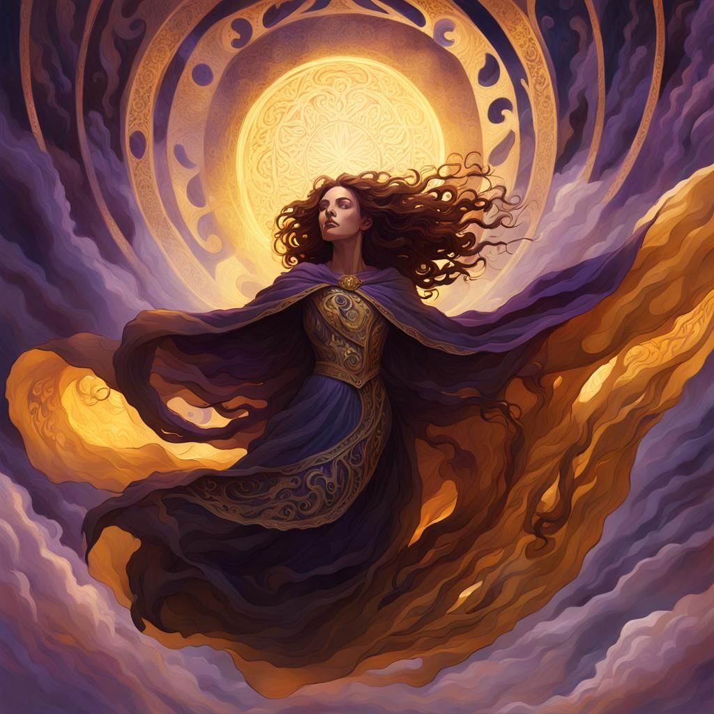 Woman Floating in Dark Fantasy Art Style