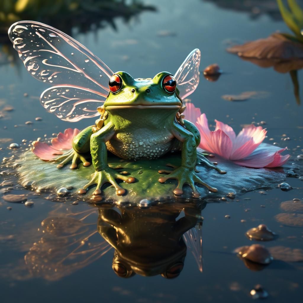 Fairy Rides Frog: Hyper-Realistic Digital Art