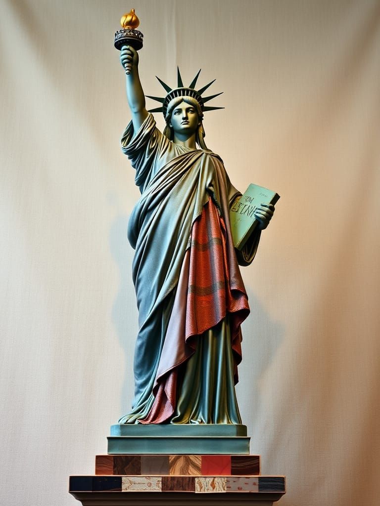 Textile Statue of Liberty in Intricate Fabric Detail