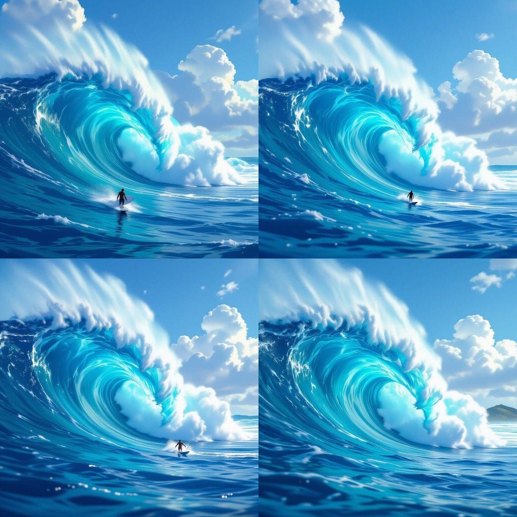 Colossal Hawaiian Wave in Hyperrealistic Style