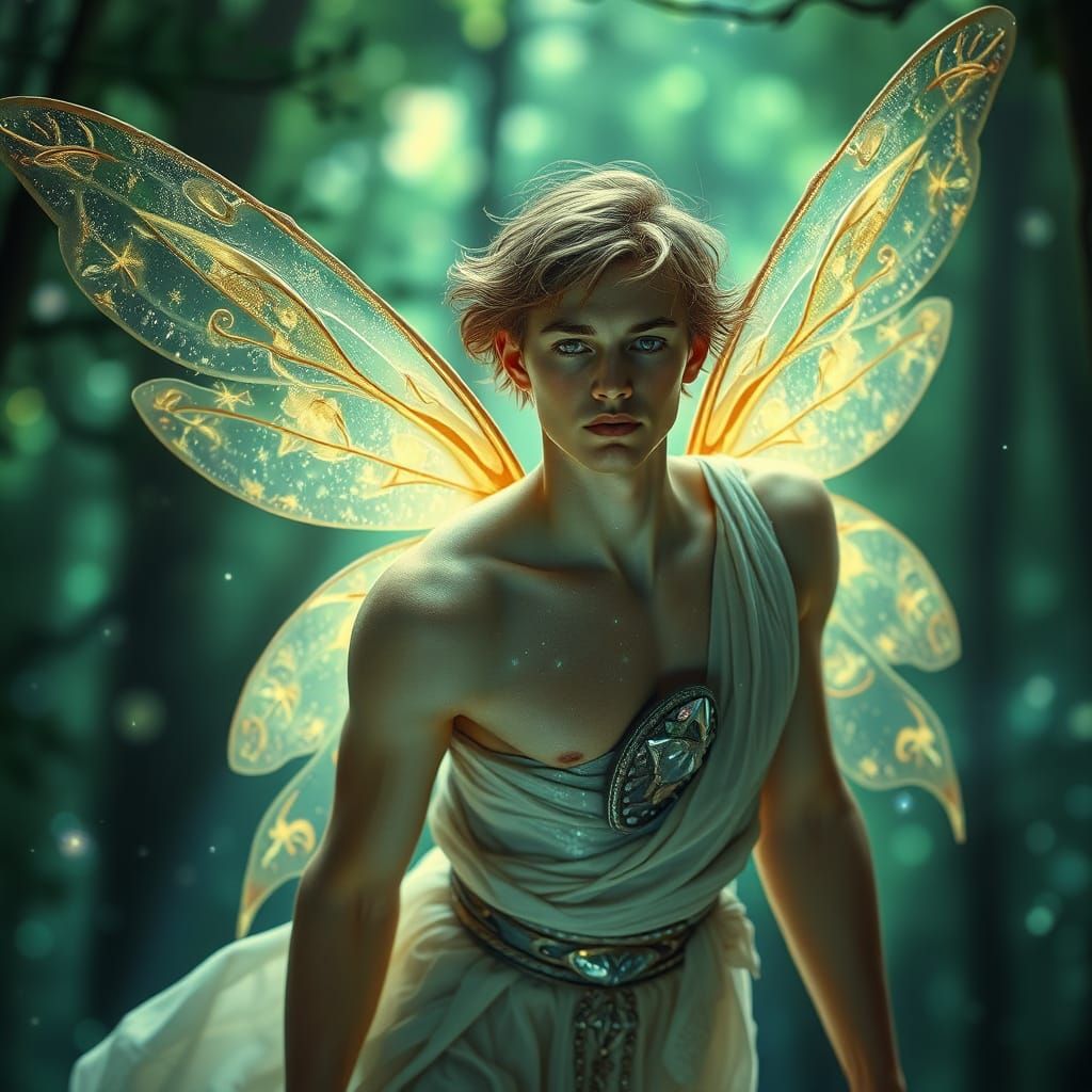 Celestial Fairy in Mystical Forest, Photorealistic Portrait