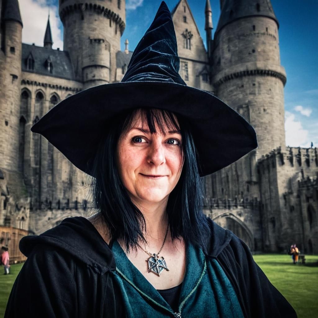 Wizard at Hogwarts in Cinematic Film Still