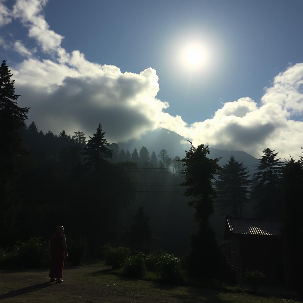 Monks in Forest Bathed in Moonlight
