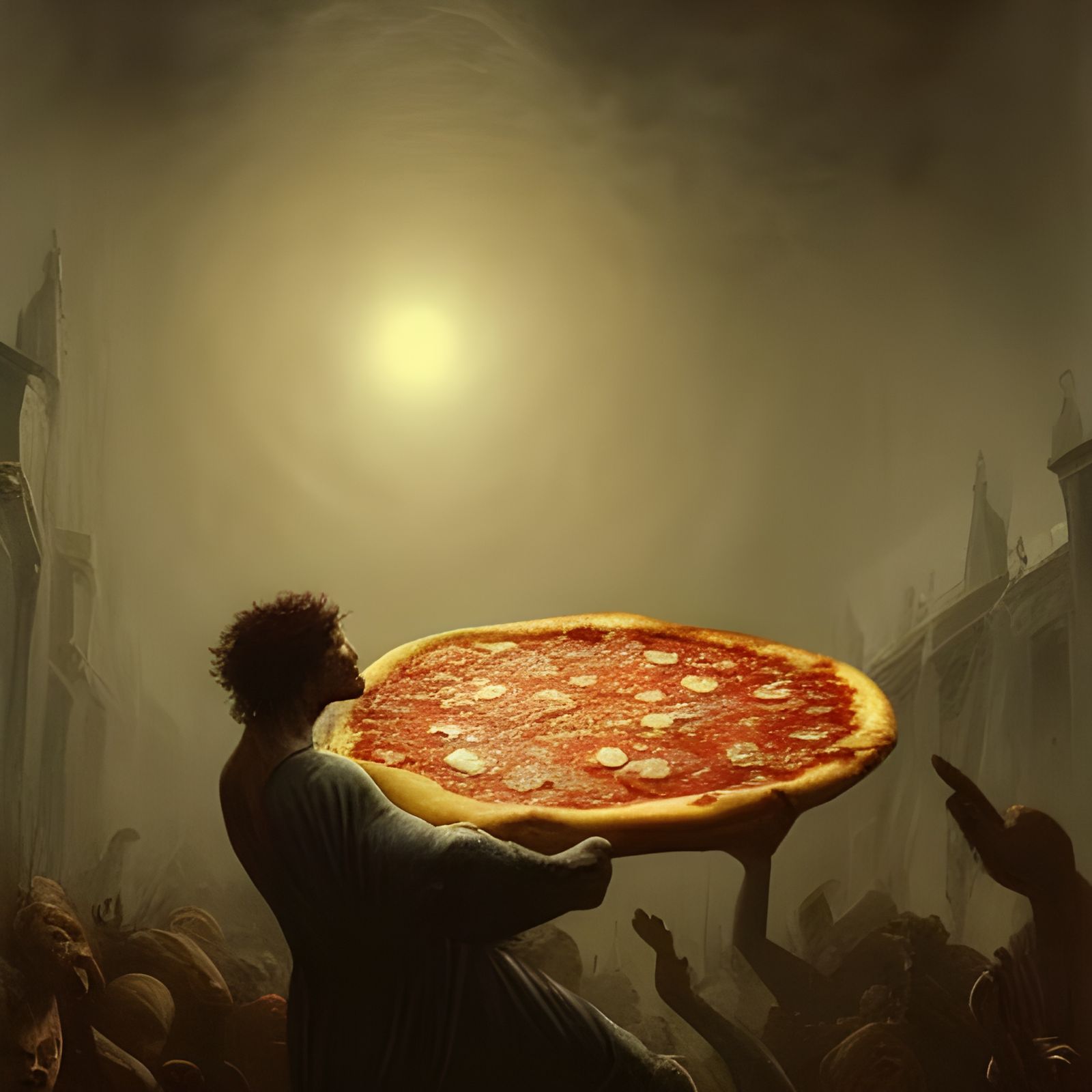 Giant Pizza in Gothic Horror Style