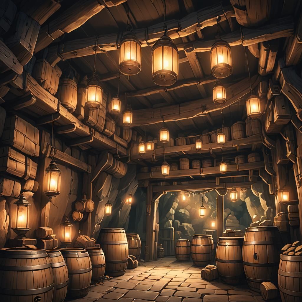 Cozy Fantasy Cave in Anime Style