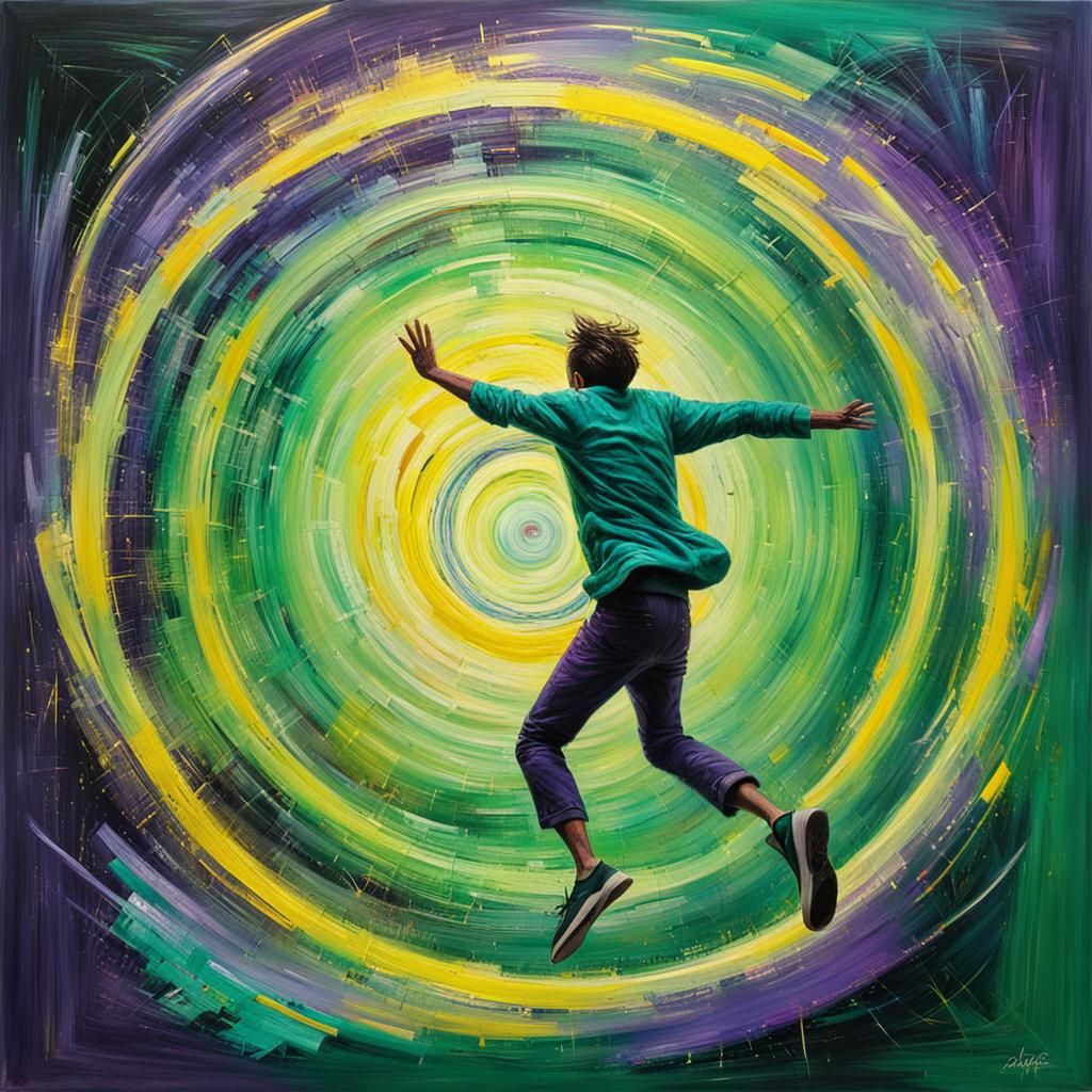 Abstract Expressionist Figure Leaps Through Stargate