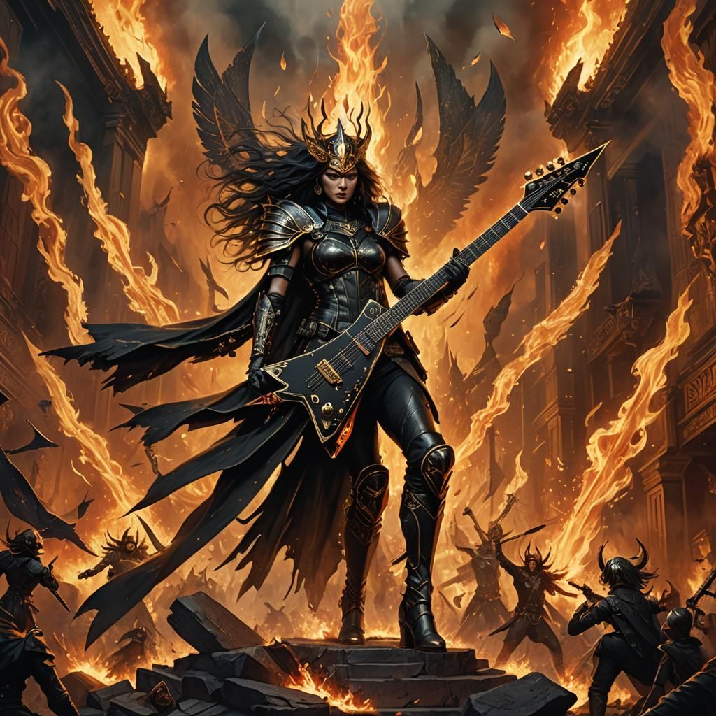 Goddess of Rock Plays Flying V Guitar