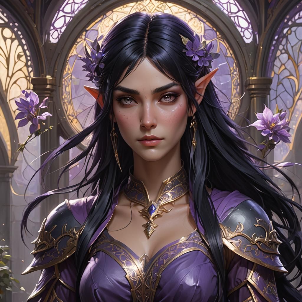Charming High Elf Portrait in Hyperdetailed Fantasy Art