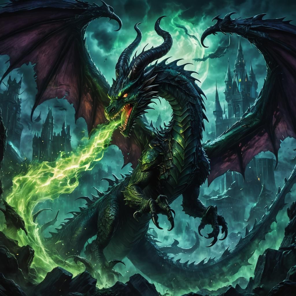 Maleficent Dragon Transformation in Dark Fantasy Style