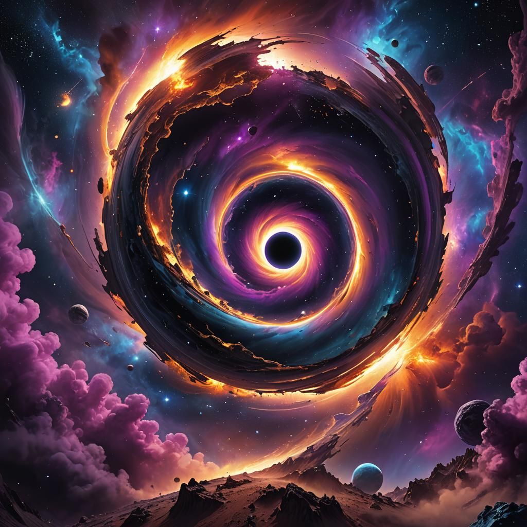 Planet Consumed by Black Hole: Cosmic Art