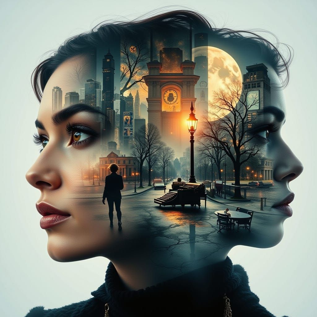 Glamorous Portrait of a Woman's Double Life