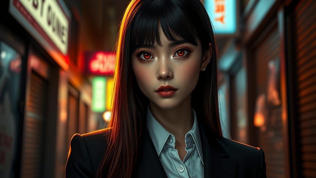 Elegant Cyberpunk Goddess of Chainsaw Man