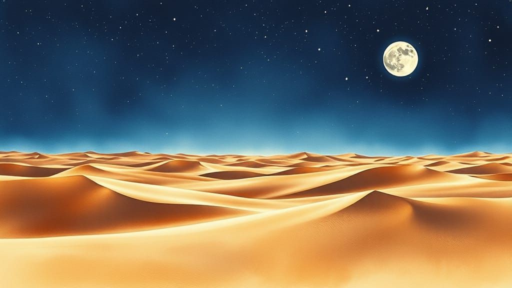 Ethereal Desert Dreamscape at Nighttime