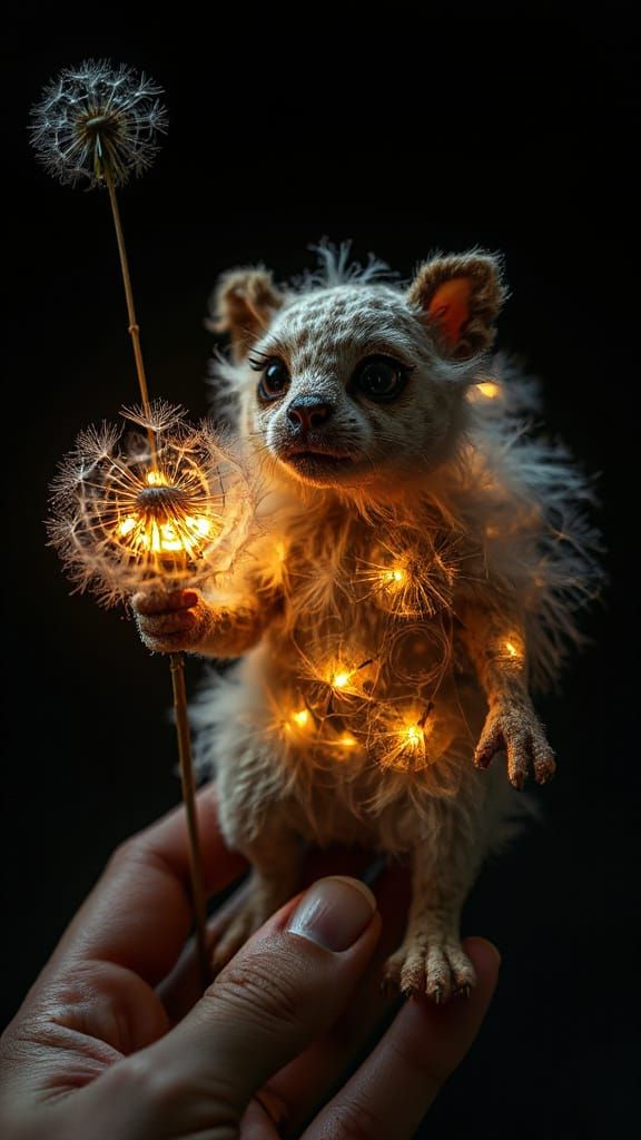 Whimsical Fantasy Creature Amidst a Fluffy Cloud