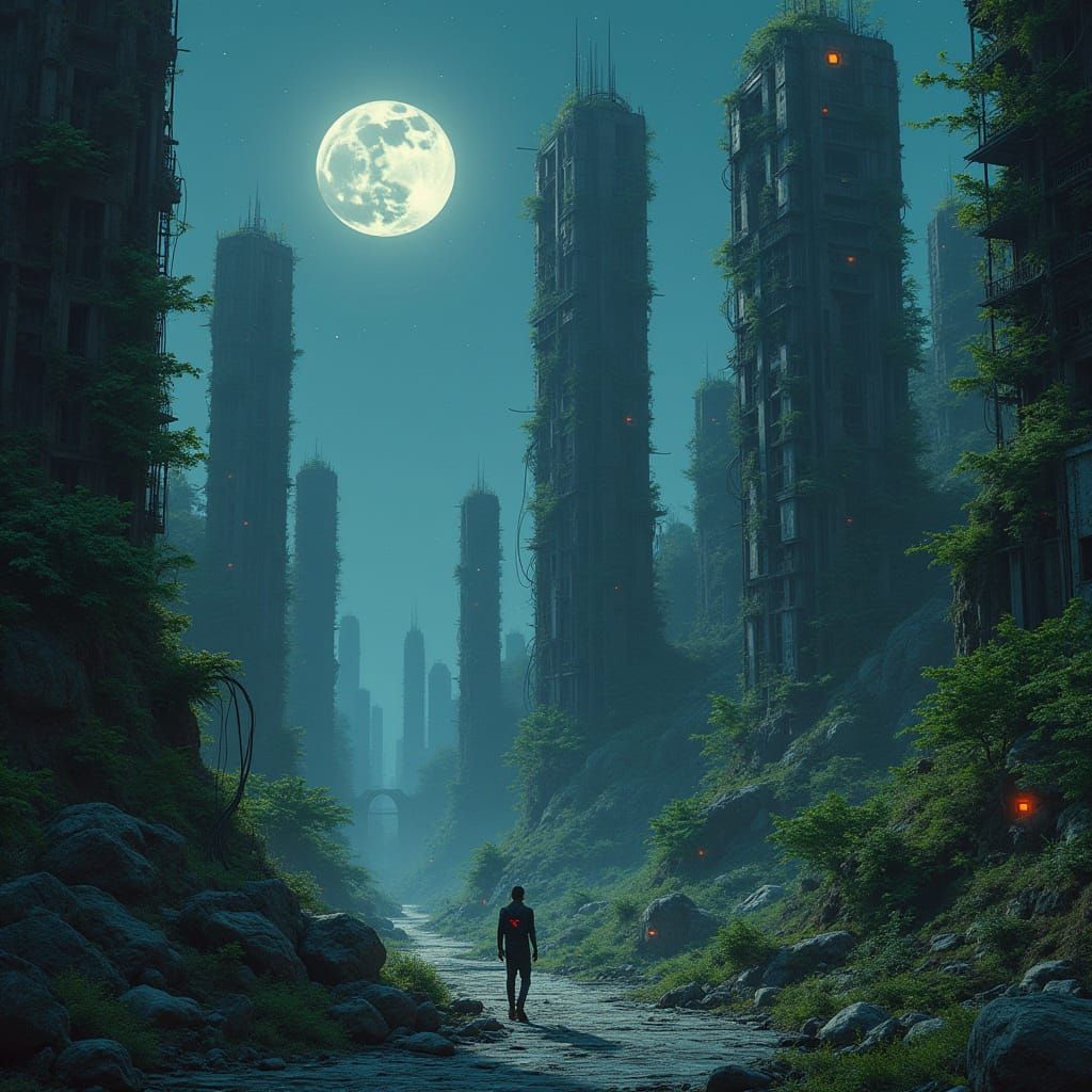 Nature Reclaims a Futuristic Dystopian Cityscape