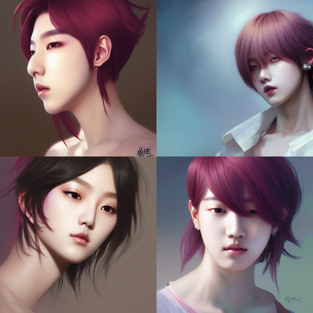 Androgynous K-Pop Idol Portrait by Rutkowski, Artgerm
