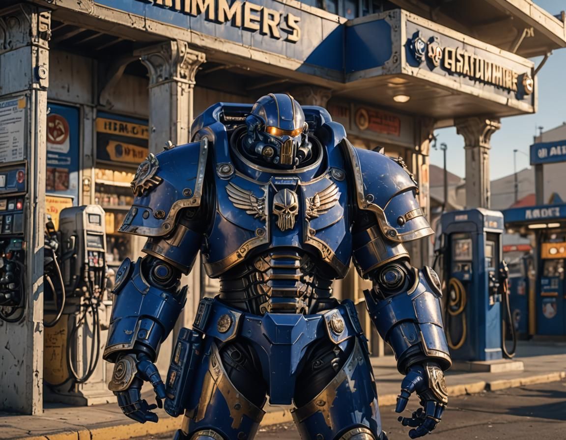 Gothic Sci-Fi Space Marine Fueling Up