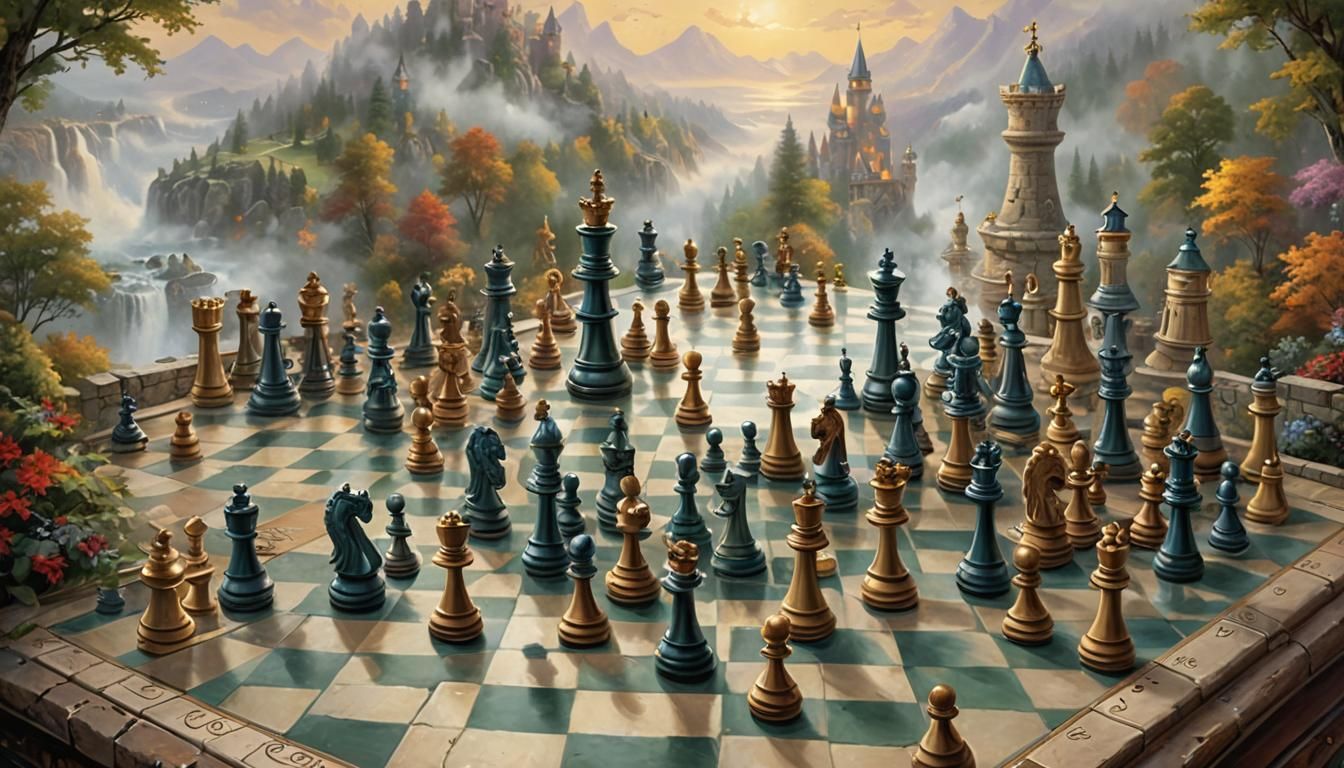 Ethereal Chess Game in Hyperdetailed Fantasy Style