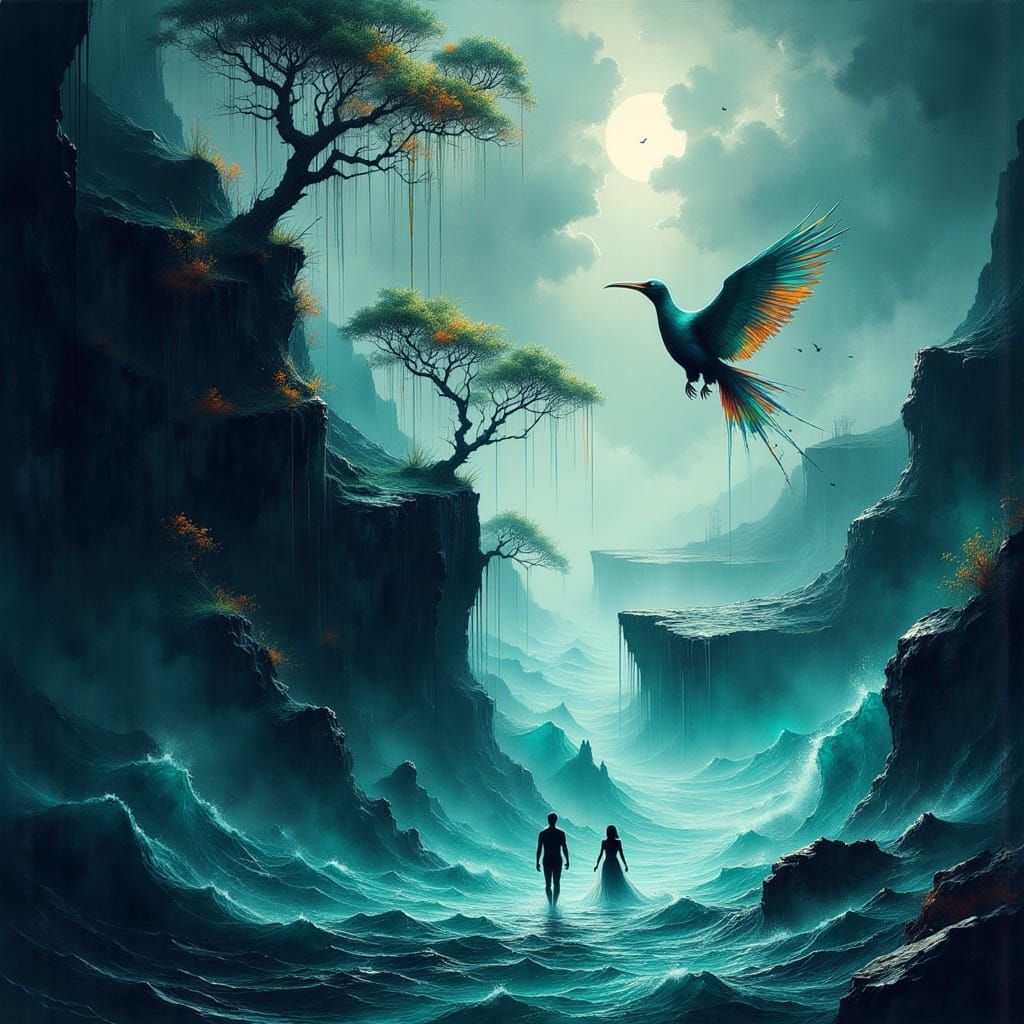 Silhouetted Divers Plunge into Turquoise Sea