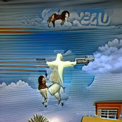 Surreal Invasion: Jesus on Headless Pegasus