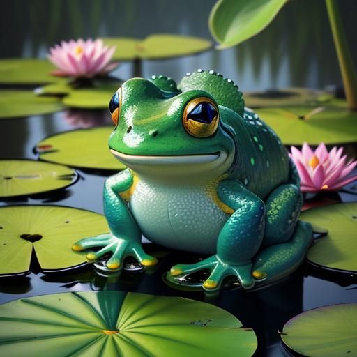 Lucky Frog on Lily Pad in 3D Animation