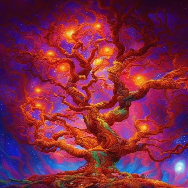 Fiery Tree: Japanese Art Meets Photoillustration