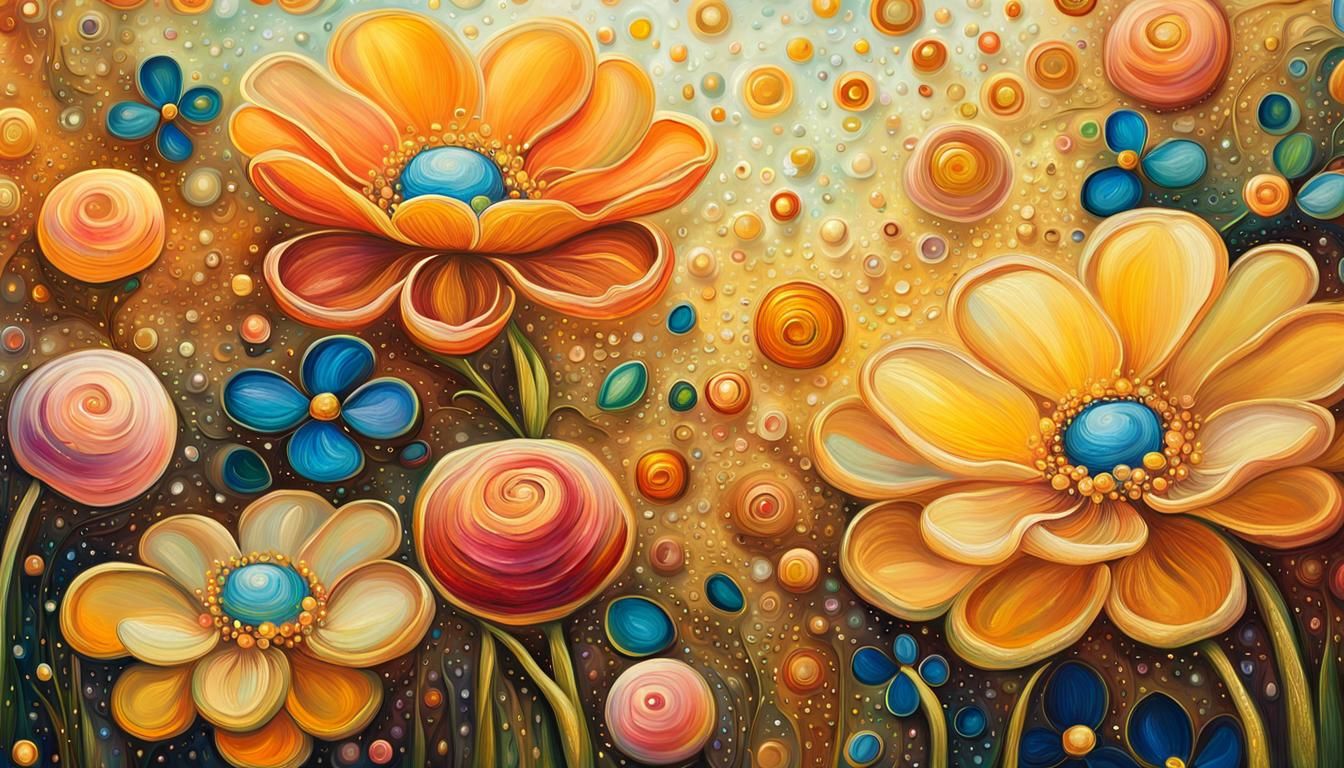 Lush Spring Garden in Art Nouveau Style