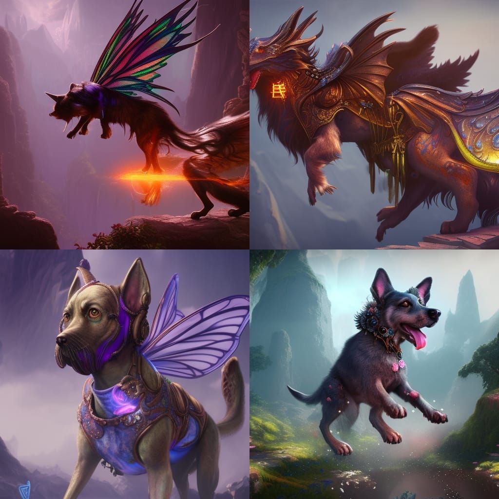 Fantastical Fairy Dog in Detailed Matte Painting